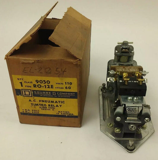 SQ. D CLASS 9050 TYPE RO-12E SER.A, AC PNEUMATIC TIMING RELAY, 110V,60HZ,15A,NEW