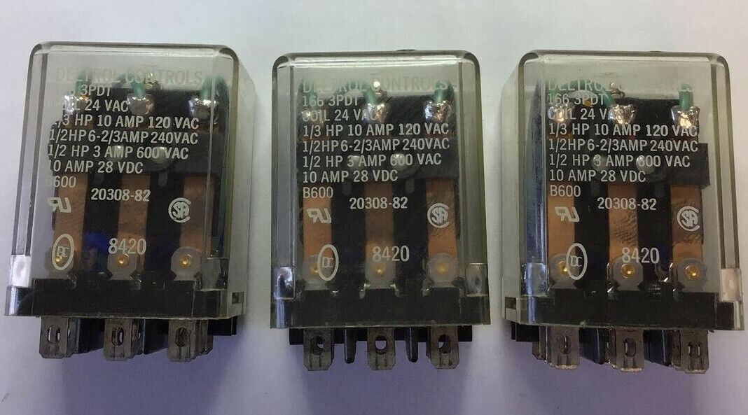 DELTROL CONTROLS 1663PDT RELAY 10A 28VDC COIL 24VAC***LOTOF3***