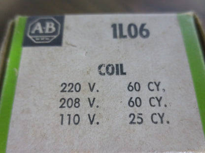 ALLEN-BRADLEY 1L06 OPERATING COIL, 208-220V 60Hz, 110V 25Hz,  NEW SURPLUS