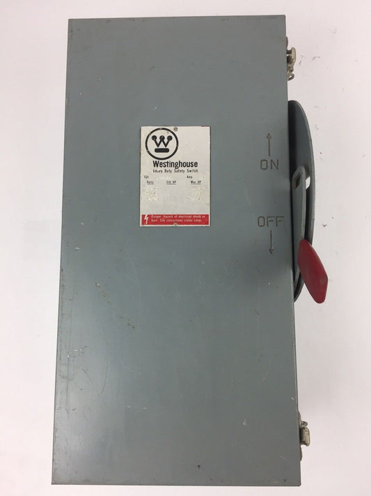 WESTINGHOUSE JHUN361 HEAVY DUTY SAFETY SWITCH 600 VAC 30 AMP