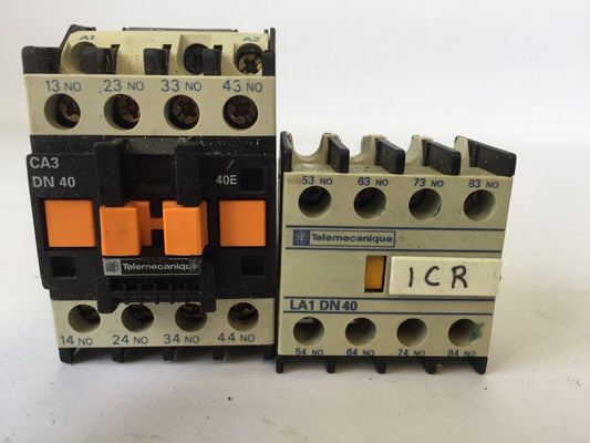 TELEMECANIQUE CA3DN40 CONTACTOR 600VAC  COIL 24V WITH LA1DN40 AUXILIARY CONTACT