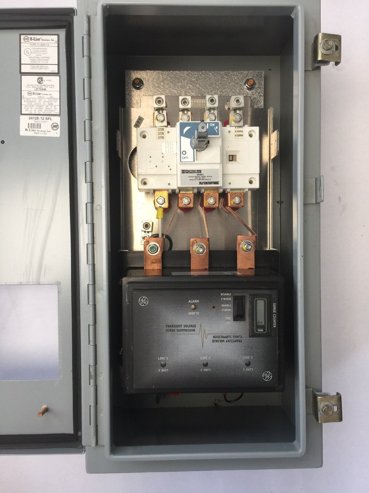 GE TME120Y100WMN1 TRANSIENT VOLTAGE SURGE SUPPRESSOR 120/208V THREE PHASE 50/60H