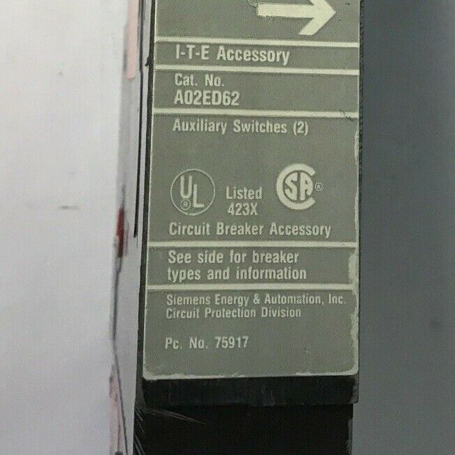 ITE A02ED62 AUXILIARY SWITCH 250VDC 120VAC