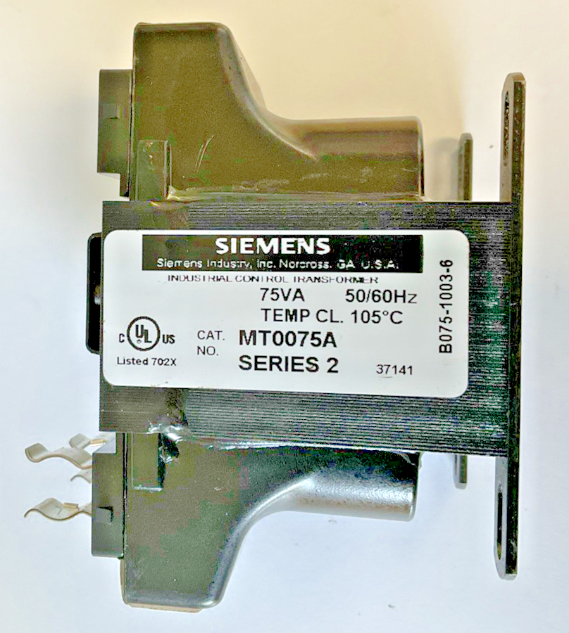 SIEMENS MT0075A CONTROL TRANSFORMER 75VA 50/60HZ PRIM.230X460V SEC.115V