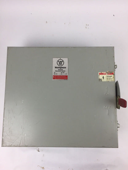 WESTINGHOUSE RDSN6030 SWITCH MAX AMP 30 MAX VOLT 600AC 250DC TYPE 3R RAINPROOF