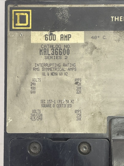 SQUARE D MAL36600 THERMAL MAGNETIC CIRCUIT BREAKER 600AMP 600VAC 250VDC 3P SER 2