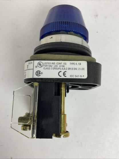 ALLEN BRADLEY 800T-Q24B SER T 24V PILOT LIGHT TYPE 4, 13 BLUE LENS