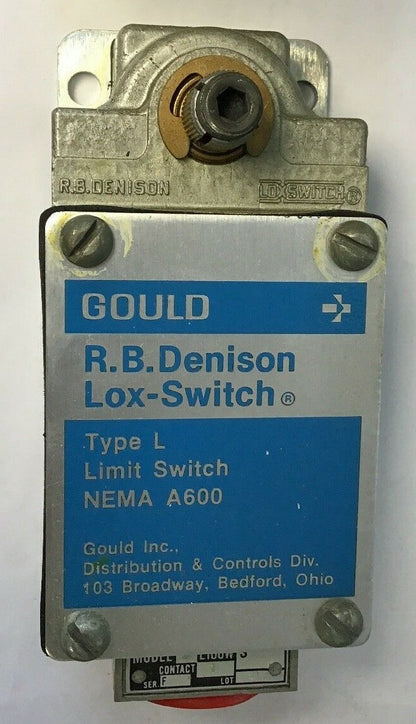 GOULD GL100WS 2M 1  R.B. DENISON LIMIT SWITCH SER.F TYPE L NEMA A600