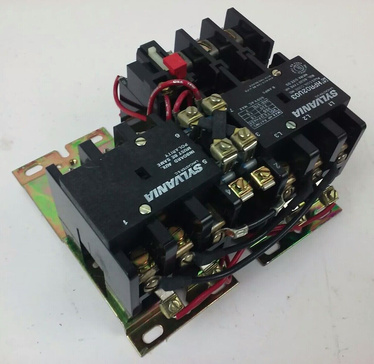 SYLVANIA HPR02U03 TYPE HP REVERSING AC STARTER 3PH 600V 9A SIZE 00 120V COIL