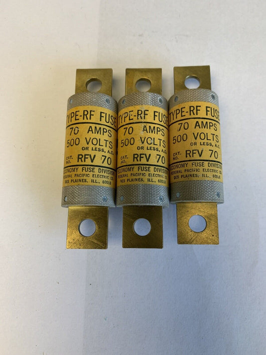 Economy Fuse RFV70 70A 500V Type-RF Fuse "Lot of 3"