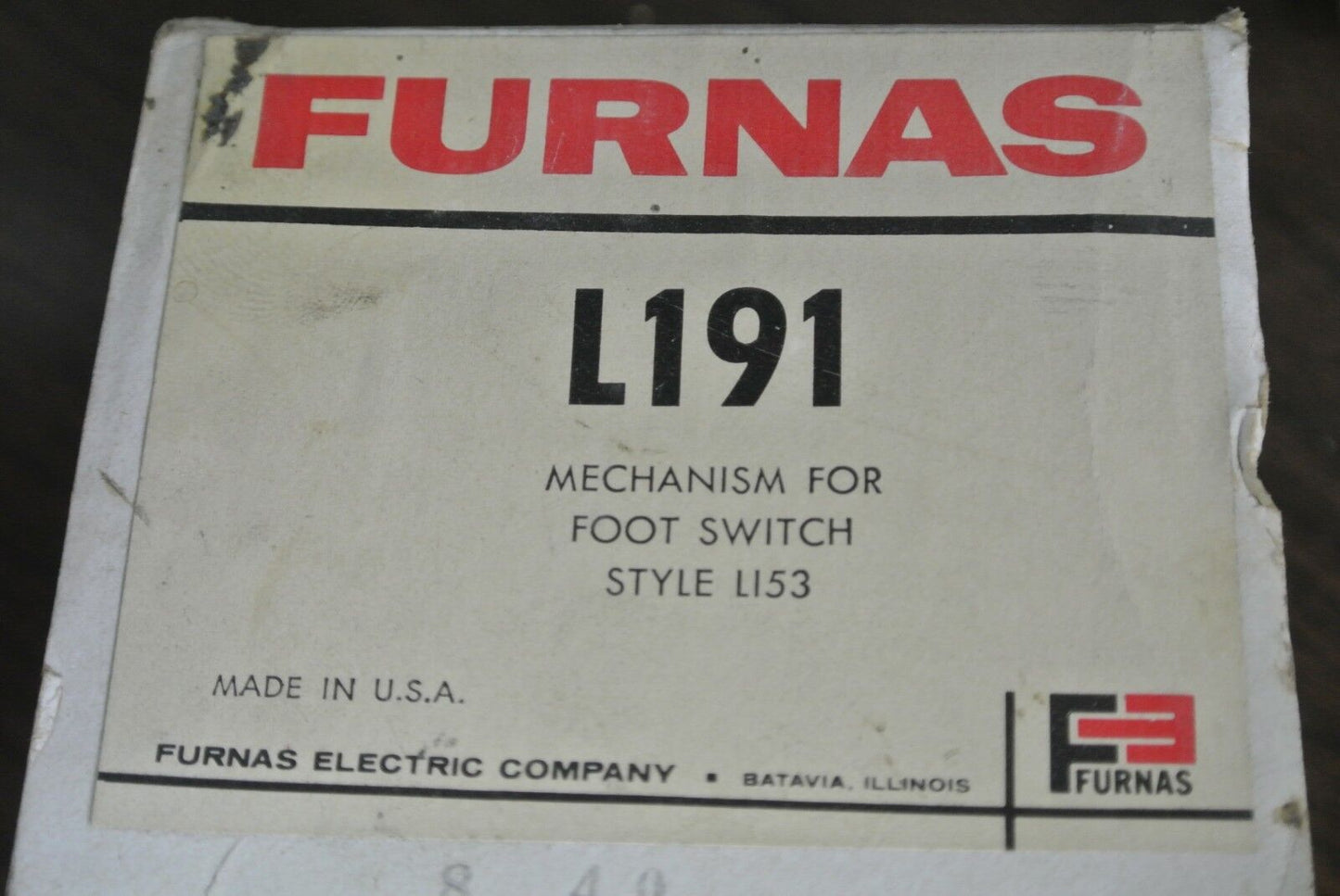 FURNAS L191 - MECHANISM for FOOT SWITCH - STYLE L153 - NEW SURPLUS