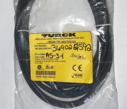 TURCK PKG 3M-5/S90/S101 SENSOR CORD SET SINGLE ENDED 125V 4A