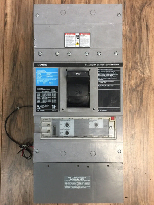 SIEMENS SMD69800A SENSITRIP III ELECTRONIC CIRCUIT BREAKER 800A 600VAC 3 POLE