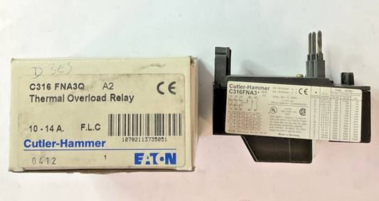 CUTLER HAMMER C316 FNA3Q THERMAL OVERLOAD RELAY 10-14A