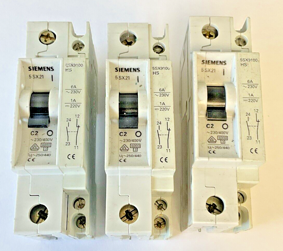 SIEMENS 5SX2 C2 & 5SX21 C4 CIRCUIT BREAKER W/ 5SX9100 HS 230/400V  ****LOTOF6***