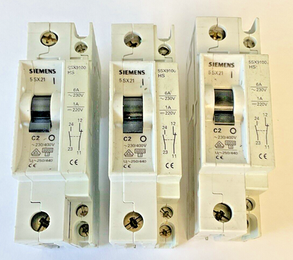 SIEMENS 5SX2 C2 & 5SX21 C4 CIRCUIT BREAKER W/ 5SX9100 HS 230/400V  ****LOTOF6***