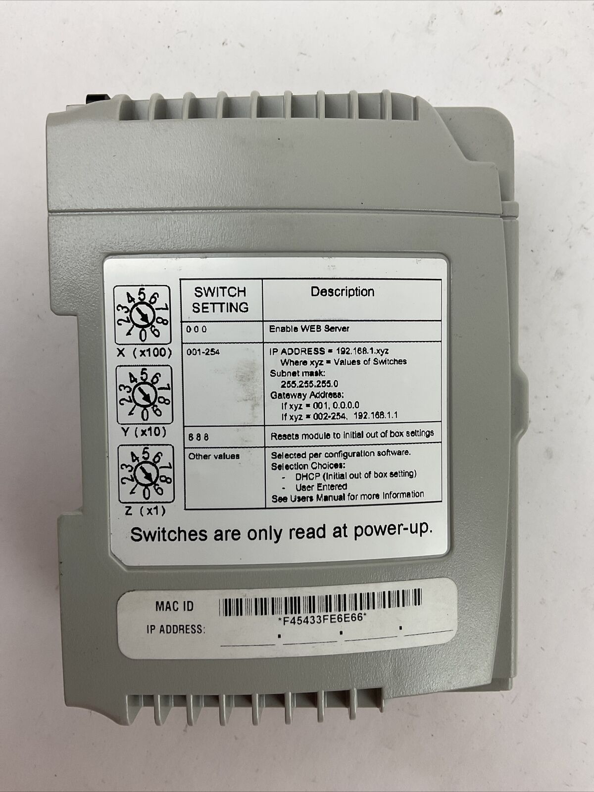 ALLEN BRADLEY 1769-AENTR SER A DIR/VER 10000726626/03 FW 1.001 ETHERNET/IP ADAPT