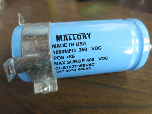 MALLORY CGS102T350V4C ALUMINUM ELECTROLYTIC CAPACITOR 1000UF, 350V