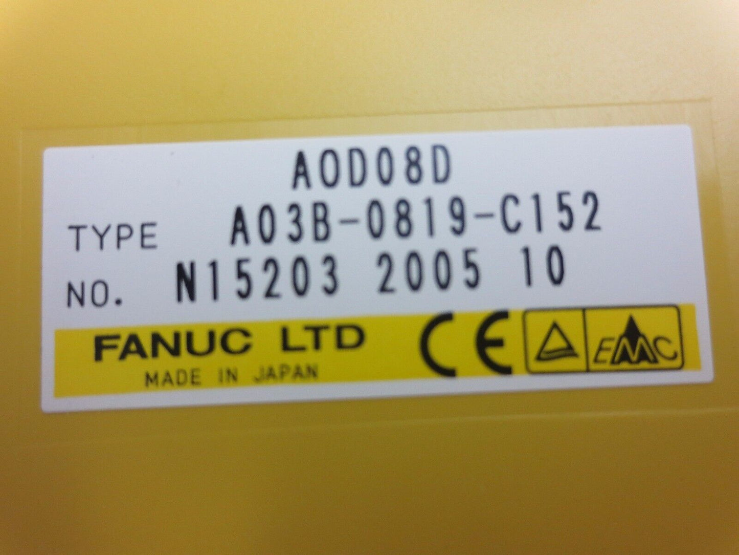 FANUC A03B-0819-C152 / AOD08 OUTPUT MODULE 12/24VDC, 2A, POSITIVE LOGIC NO DOOR
