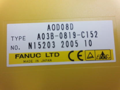 FANUC A03B-0819-C152 / AOD08 OUTPUT MODULE 12/24VDC, 2A, POSITIVE LOGIC NO DOOR