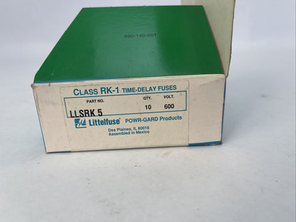 LITTELFUSE LLSRK5 CLASS RK-1 TIME-DELAY FUSE 5AMP 600VAC (LOT OF 10)
