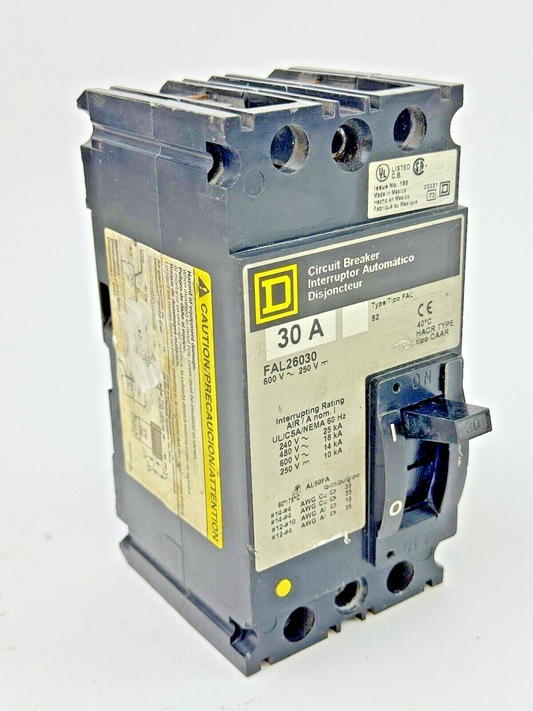 SQUARE D - FAL26030 - CIRCUIT BREAKER - 2 POLE/30A/600VAC/HACR TYPE
