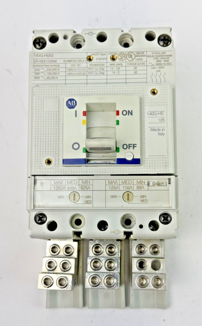 ALLEN BRADLEY - 140G-H0F3-D12 - SERIES A - CIRCUIT BREAKER - 125A, 3 POLE, 480 V