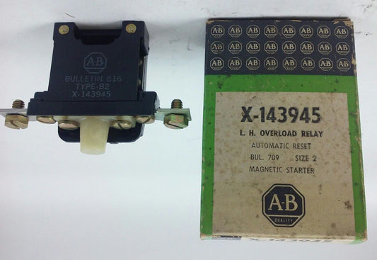 ALLEN BRADLEY X-143945 LH OVERLOAD RELAY, AUTOMATIC RESET, SIZE 2, NEW