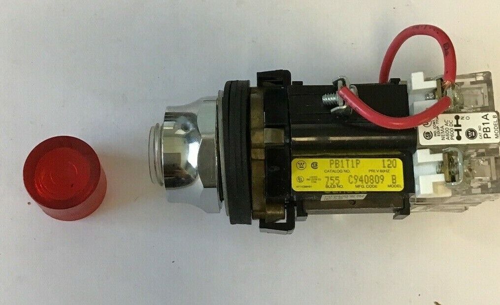 WESTINGHOUSE PB1T1P PUSHBUTTON 120V 50/60HZ MODEL B RED LENS