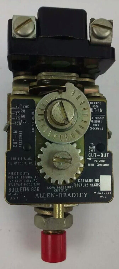 ALLEN BRADLEY 836-AL32-NKCHS, SERIES A, PRESSURE SWITCH, NEW