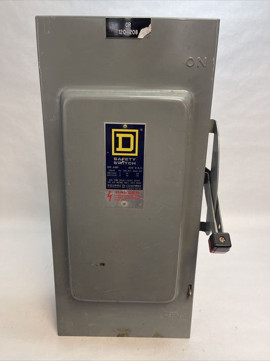 SQUARE D H-363-N SER E1 SAFETY SWITCH 600VAC 100A FUSIBLE 75HP TYPE 1 ENCLOSURE