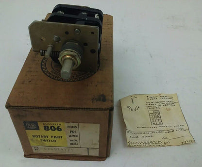ALLEN BRADLEY BULLENTIN 806 G789147-1 SER. A, ROTARY PILOT SWITCH, 2 CIRCUITS