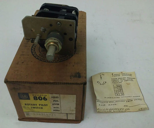 ALLEN BRADLEY BULLENTIN 806 G789147-1 SER. A, ROTARY PILOT SWITCH, 2 CIRCUITS