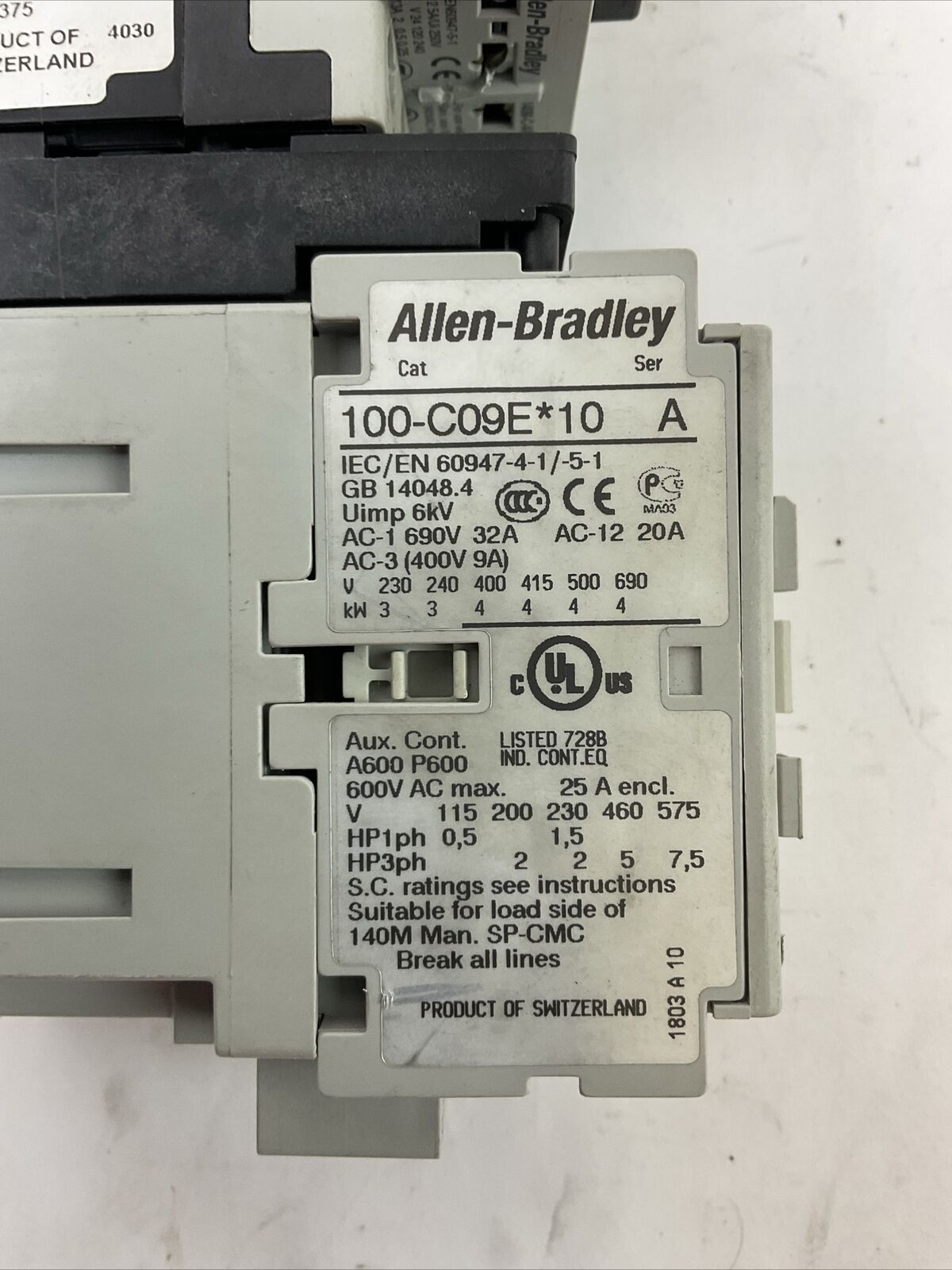 ALLEN BRADLEY ECONOMY STARTER (140M-C2E-B16 1.0-1.6A + 100-C09E*10 COIL 24VDC)