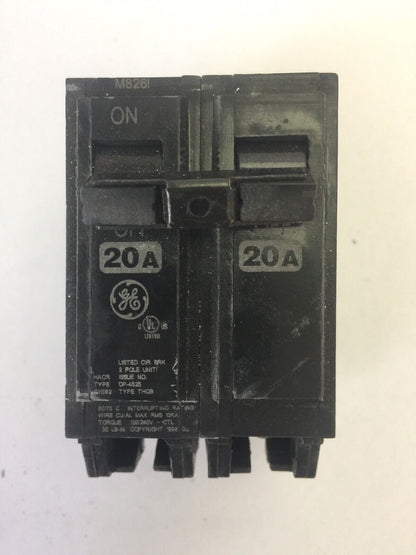 GE THQB2120 20 AMP 120/240 VAC 2 POLE BOLT ON CIRCUIT BREAKER