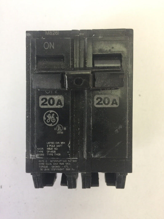GE THQB2120 20 AMP 120/240 VAC 2 POLE BOLT ON CIRCUIT BREAKER