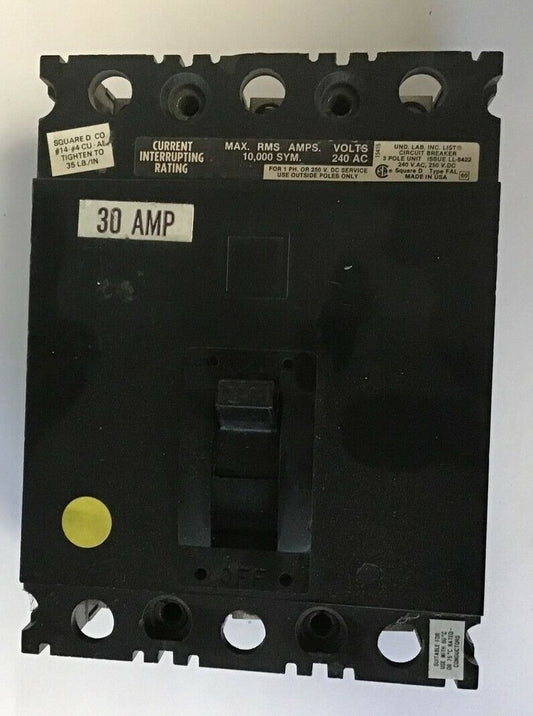 SQUARE D FAL32030 CIRCUIT BREAKER 240VAC 250VDC 30AMP