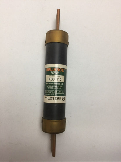 RELIANCE KOS110 CLASS K5 ONE TIME FUSE 110AMP 600VAC