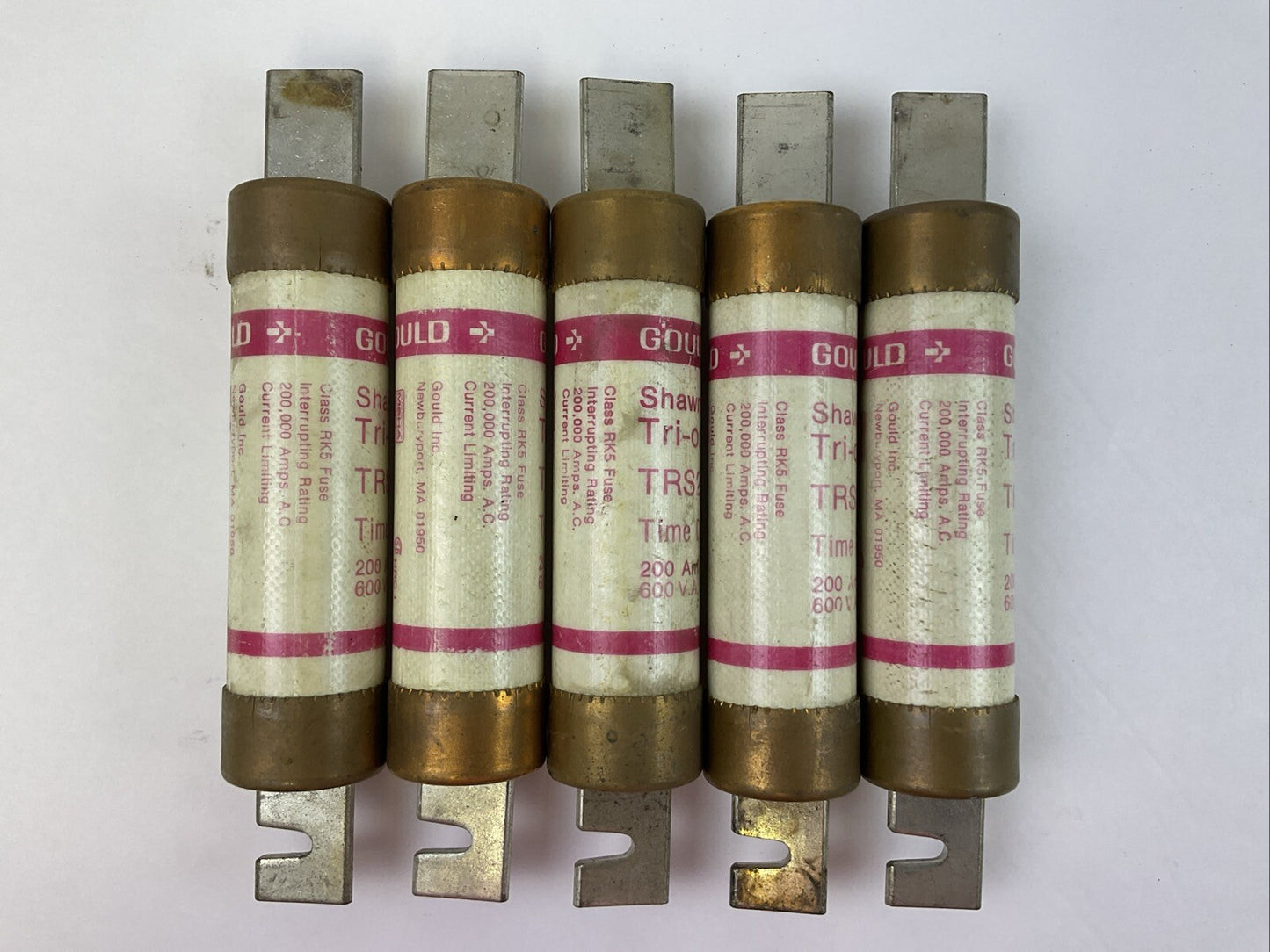 GOULD SHAWMUT TRS200R TRI-ONIC TIME DELAY FUSE 200A 600VAC (LOT OF 5)