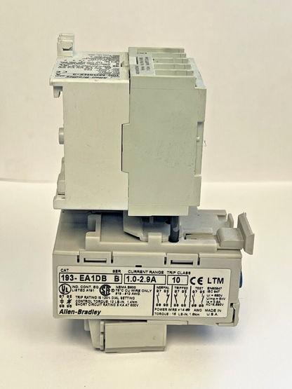 ALLEN BRADLEY - 193-EA1EB SER. B OVERLOAD RELAY & 100-MO5NZ*3 SER. A 24VDC COIL