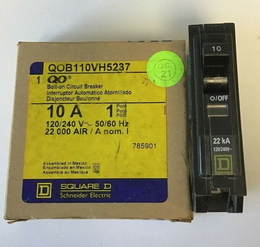 SQUARE D QOB110VH5237 CIRCUIT BREAKER 10A 120/240VAC 50/60HZ