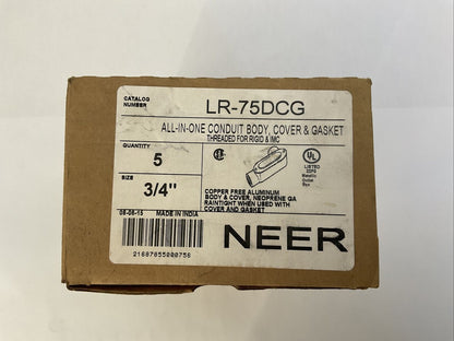 NEER LR-75DCG ALL-IN-ONE CONDUIT BODY, COVER & GASKET (BOX OF 5)