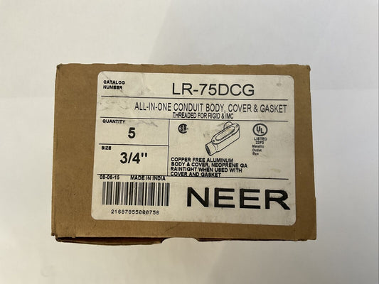 NEER LR-75DCG ALL-IN-ONE CONDUIT BODY, COVER & GASKET (BOX OF 5)