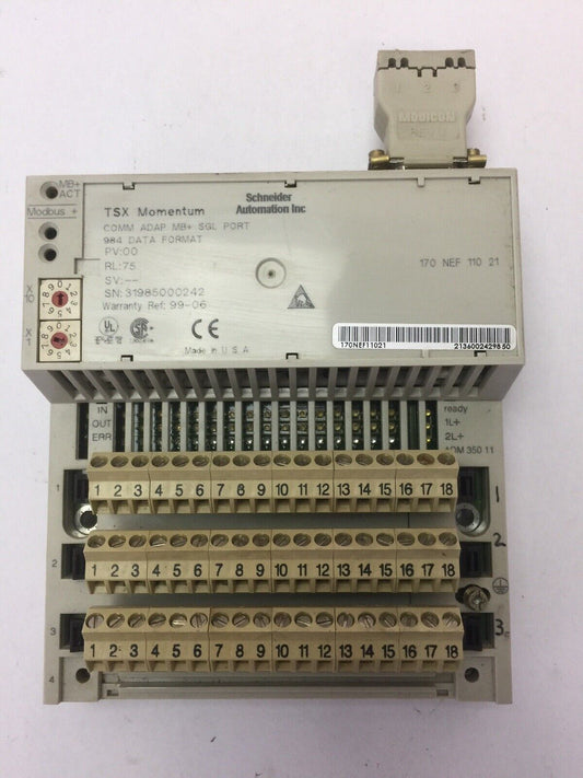 SCHNEIDER TSX MOMENTUM 170ADM35011 I/O BASE 24VDC 170NEF11021 COMM ADAP MB+ SGL