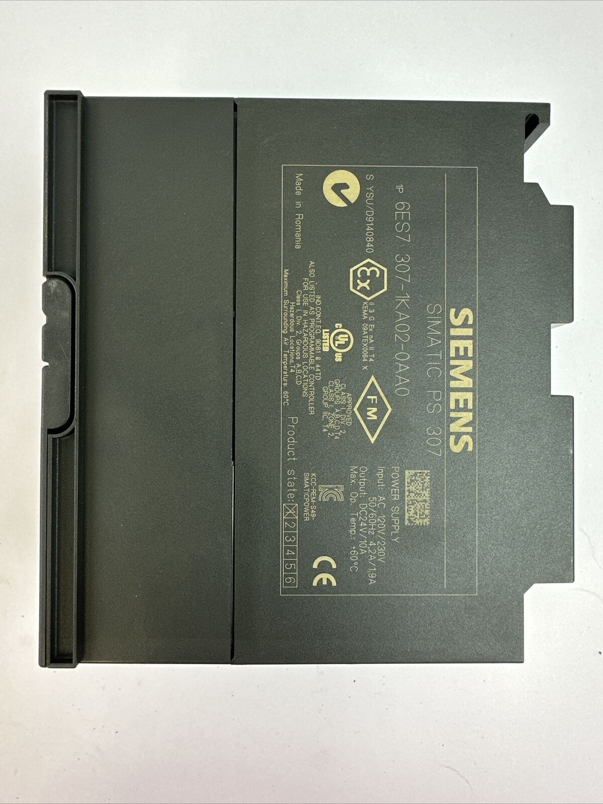SIEMENS 1P 6ES7 307-1KA02-0AA0 SIMATIC PS 307 POWER SUPPLY 24VDC 10A