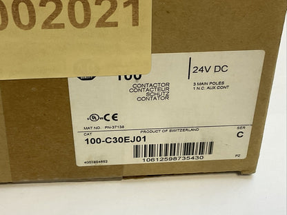 ALLEN BRADLEY 100-C30EJ01 CONTACTOR SER C 600VAC 55A 25HP 3PH COIL 24VDC