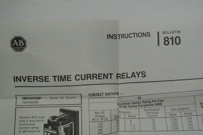 ALLEN-BRADLEY 810-A27BZ - INVERSE TIME CURRENT RELAY - 600V, 320A - NEW SURPLUS