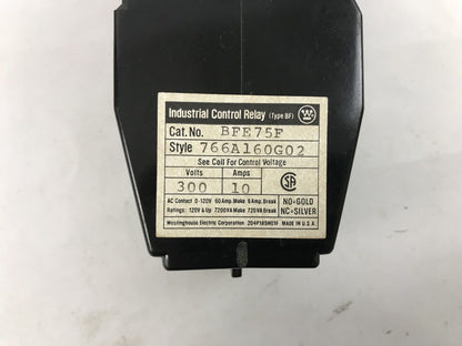 Westinghouse Industrial Control Relay BFE75F - 120V/110V Coil 178C603G01 - 10A