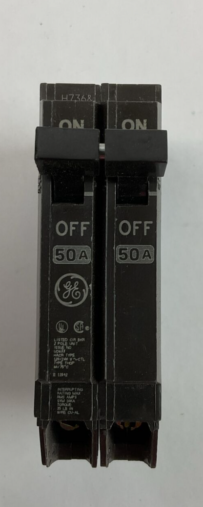 GE THQP250 CIRCUIT BREAKER 2POLE 50AMP 120/240VAC