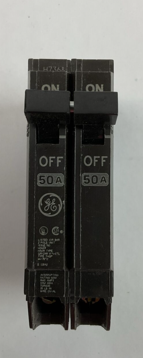 GE THQP250 CIRCUIT BREAKER 2POLE 50AMP 120/240VAC
